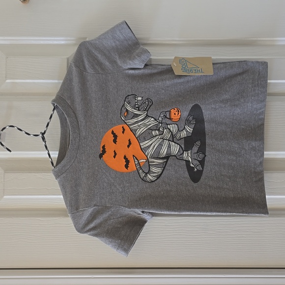 THEREABOUTS BOYS GRAY HALLOWEEN DINOSAUR SHORT SLEEVE TEE-SHIRT SIZE XXS 4/5 - Picture 2 of 10